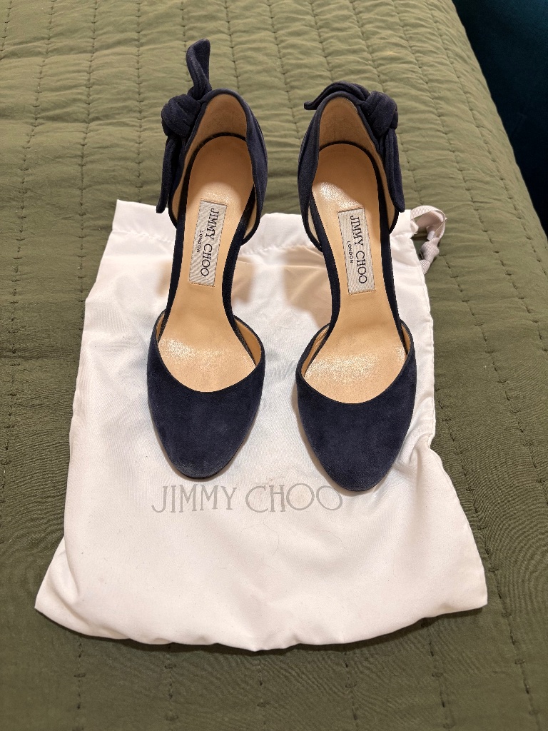 Jimmy Choo Dâorsay Bow Navy Suede